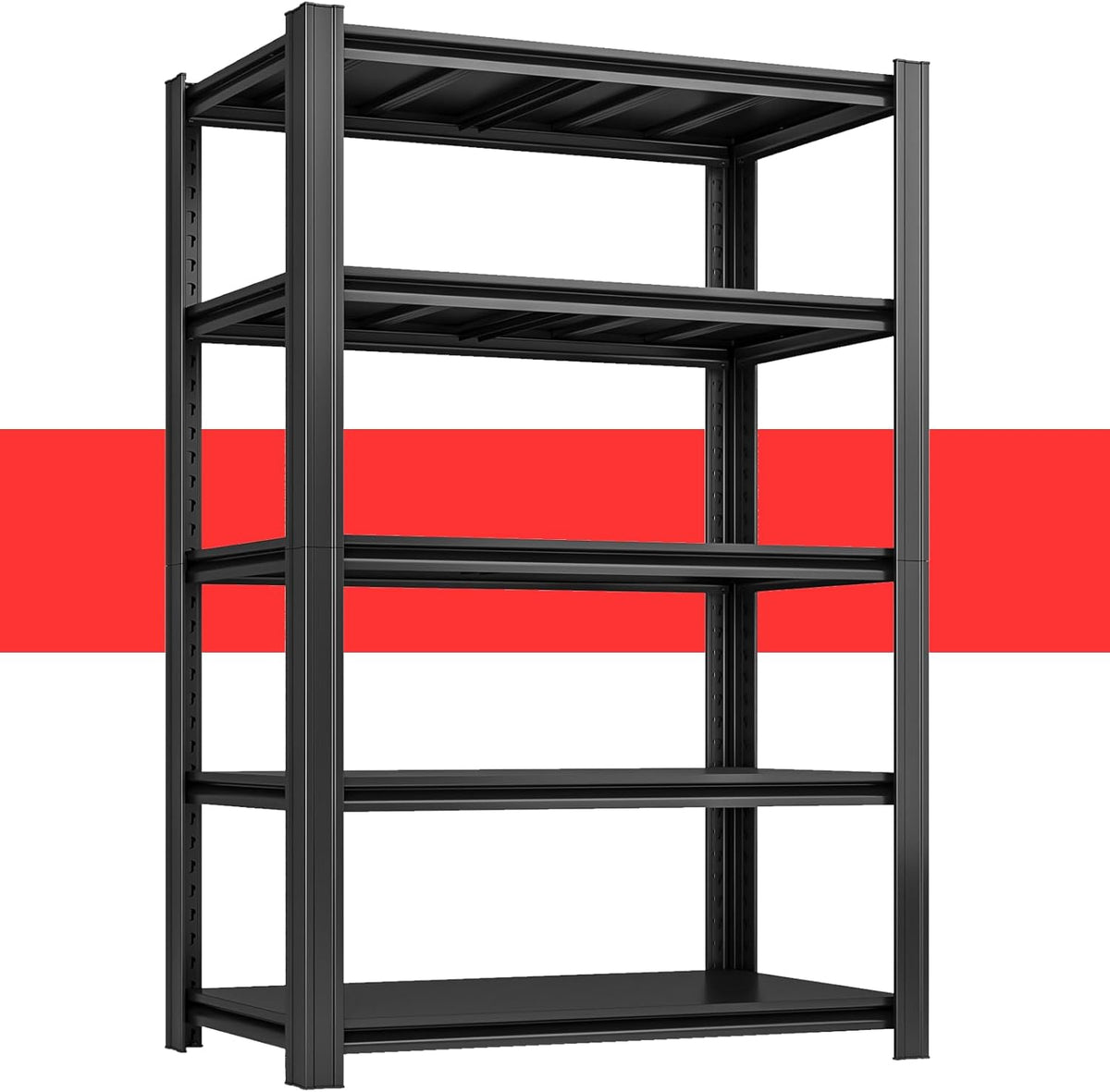 84" H x 47.24" W 5 Tier Metal Garage Shelves, 3000 LBS Adjustable Storage Shelving Unit for Warehouse, Basement, Kitchen, Store Display, Flower Stand, Office, Classroom, 24" D, Black