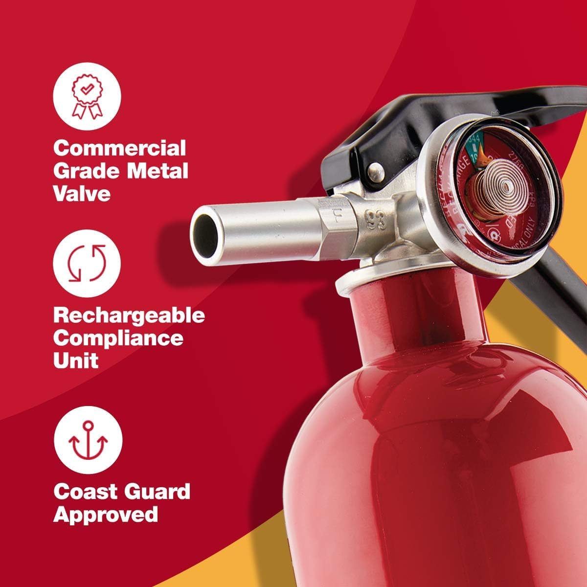 First Alert Fire Extinguisher for Home, Standard Rechargeable Compliance Unit, UL RATED 1-A:10-B:C, HOME1, Red, 1-Pack
