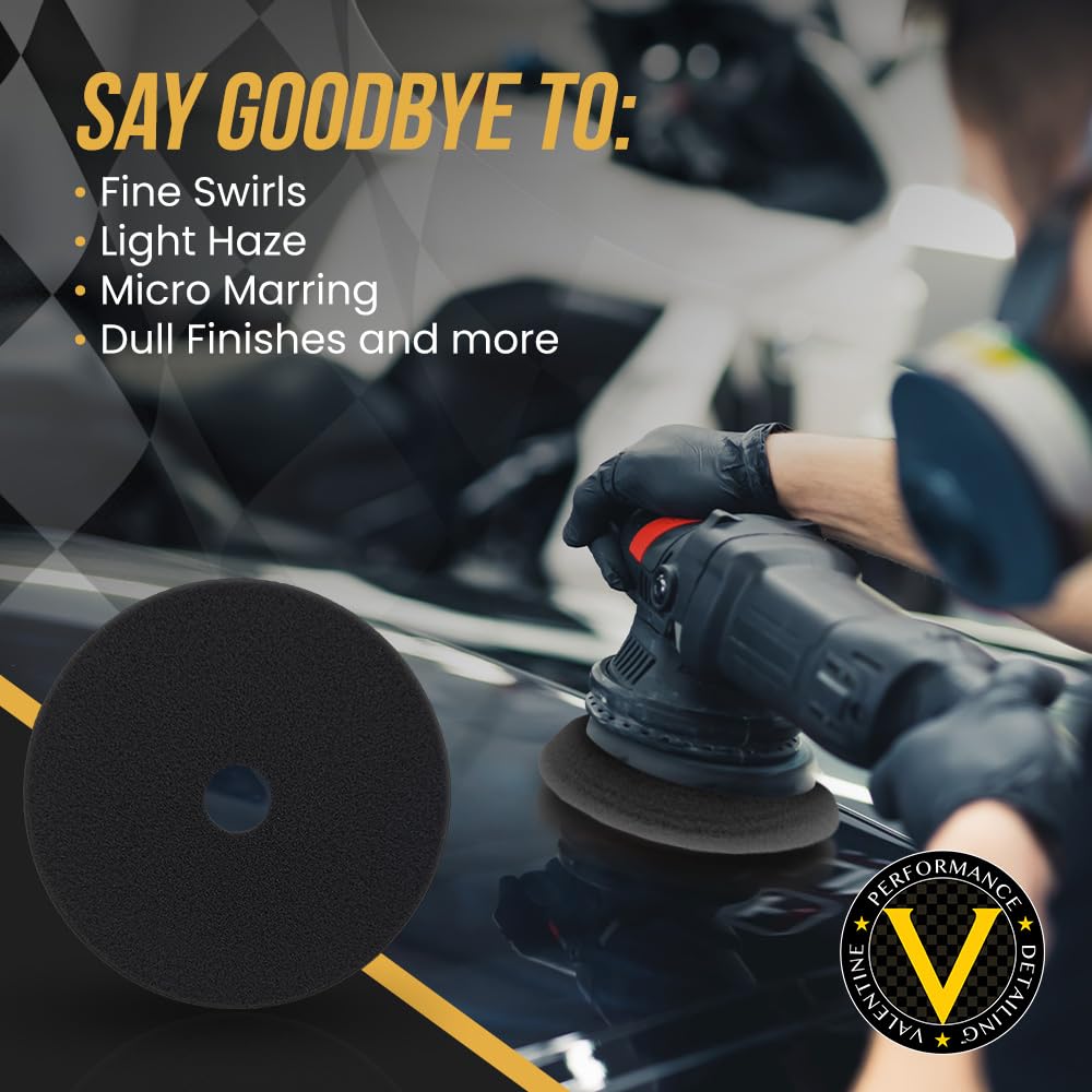 VPD SDO Black Foam Finishing Pad - Premium Compounding & Polishing Pad for Final Refinement & Very Light Swirls, Extra Fine Polish Use, Car Buffer Pad w/Tapered Edge, Made in USA, 3.5"