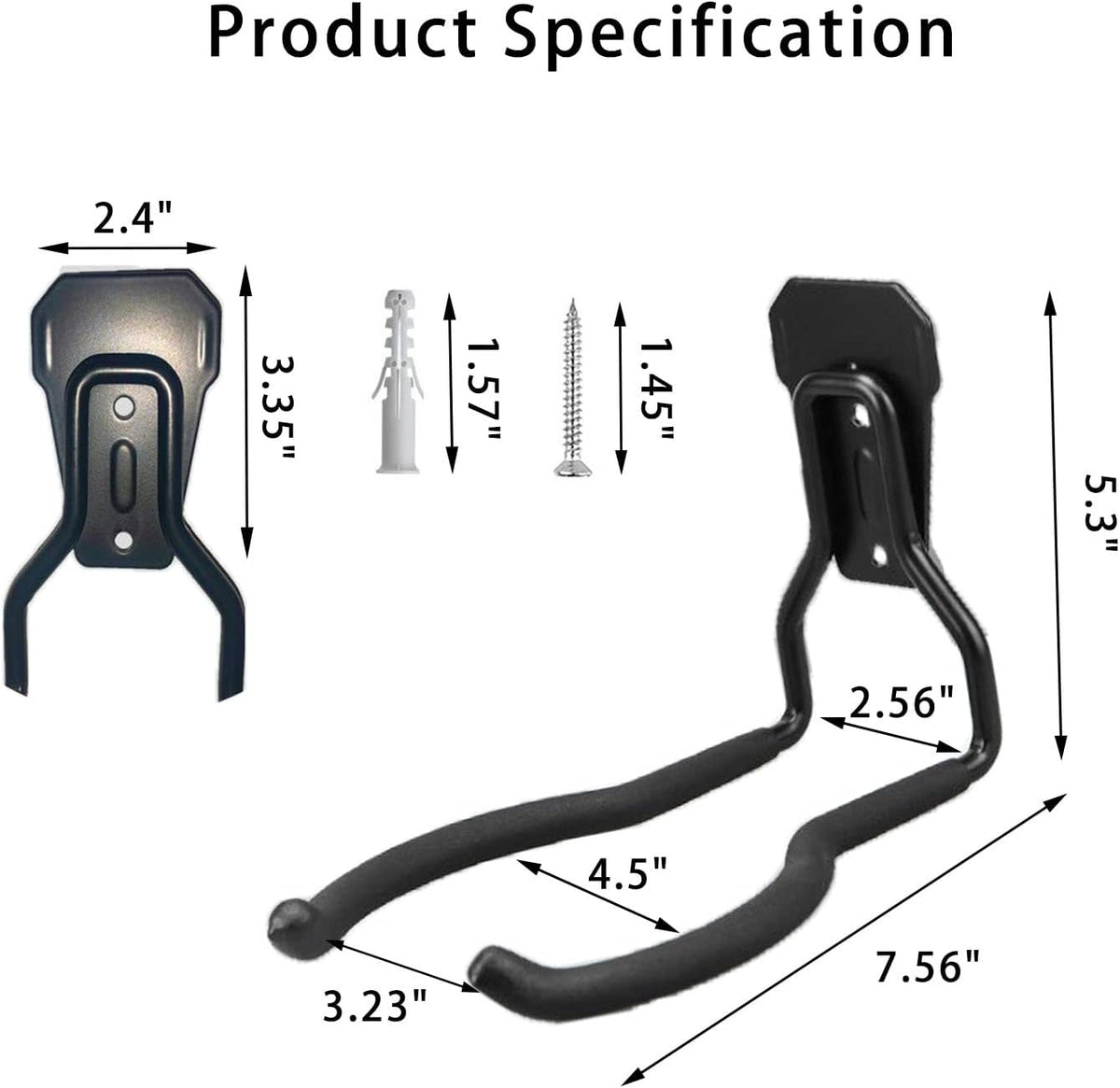 JuforminWeedeater Hanger, String Trimmer Hanger, Weed Eater Rack, Garage Wall Hooks, Power Tool Holder for Garage Wall, Utility Hooks for Garage Tool Organizers and Storage Black-4 Pcs