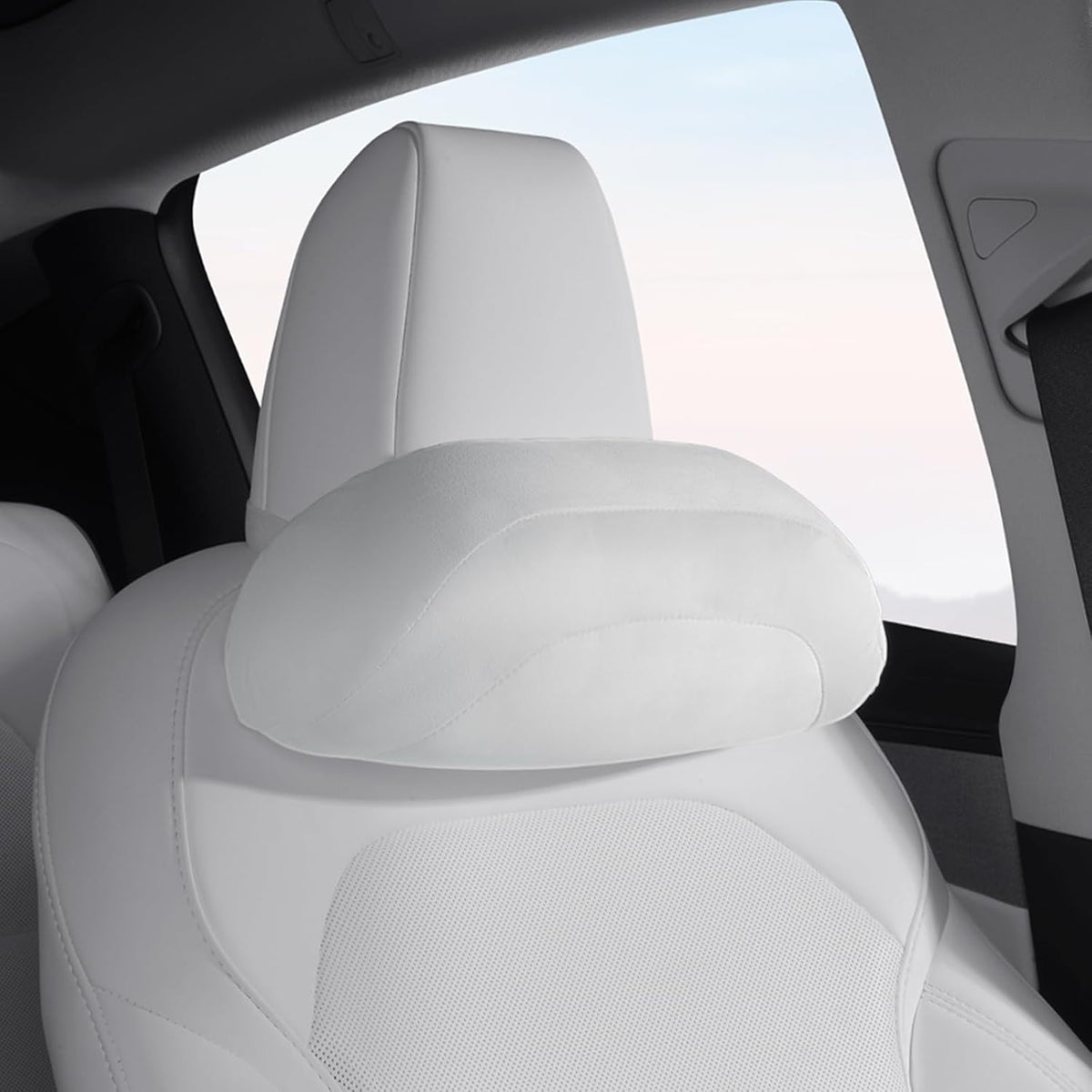 Car Headrest Pillow for Driving, Softness Ergonomic Design Universal Travel Neck Pillow for Most Cars, Office Chairs, Gaming Chairs with Extra Filler Cotton Bag (White, 1PC)