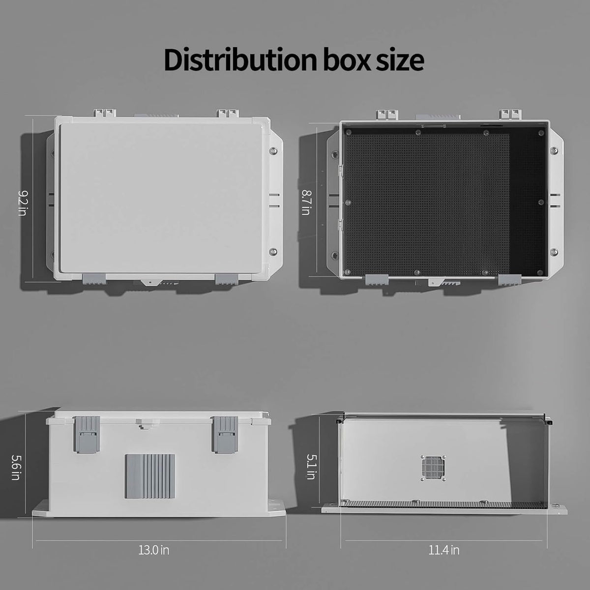 Outdoor Electrical Junction Box, ABS Water Resistant Enclosure with Internal Mounting Panel & Hinged Cover (13" H* 9.2" L* 5.6" W)