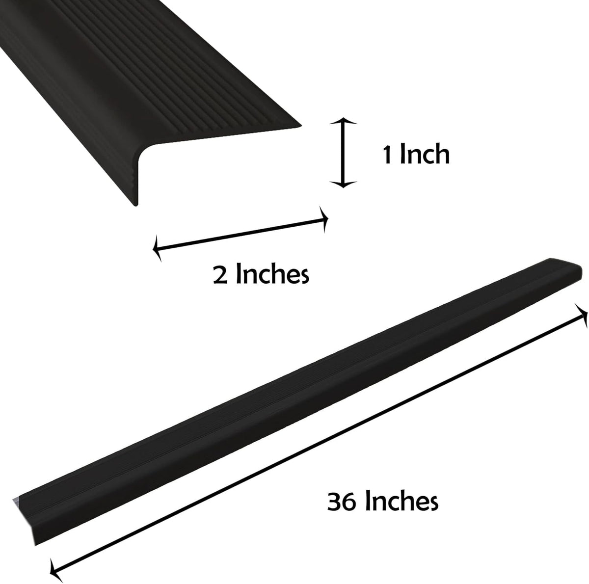 Rubber Bond Stair Edge Protector (Pack of 5) 36x2x1 inch Anti-Slip Stair Corner Trim Rubber Strips - Waterproof Self-Adhesive Staircases for Outdoor & Indoor Uses | Protect Kids & Pets - Black