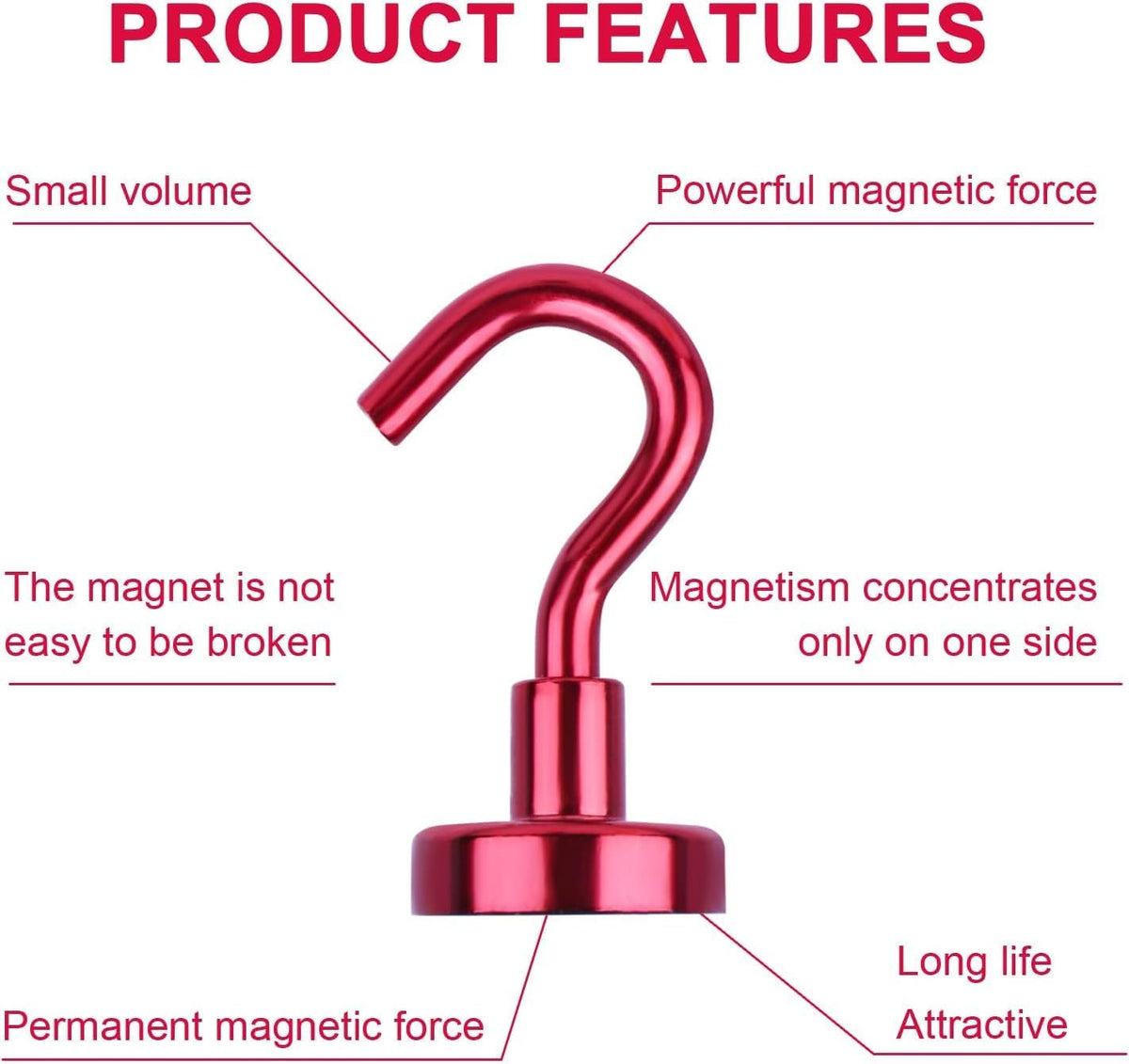 DIYMAG Magnetic Hooks, 30Lbs Strong Heavy Duty Cruise Magnet S-Hook for Classroom, Fridge, Hanging, Cabins, Grill, Kitchen, Garage, Workplace and Office Etc, (20 Pack-Red)
