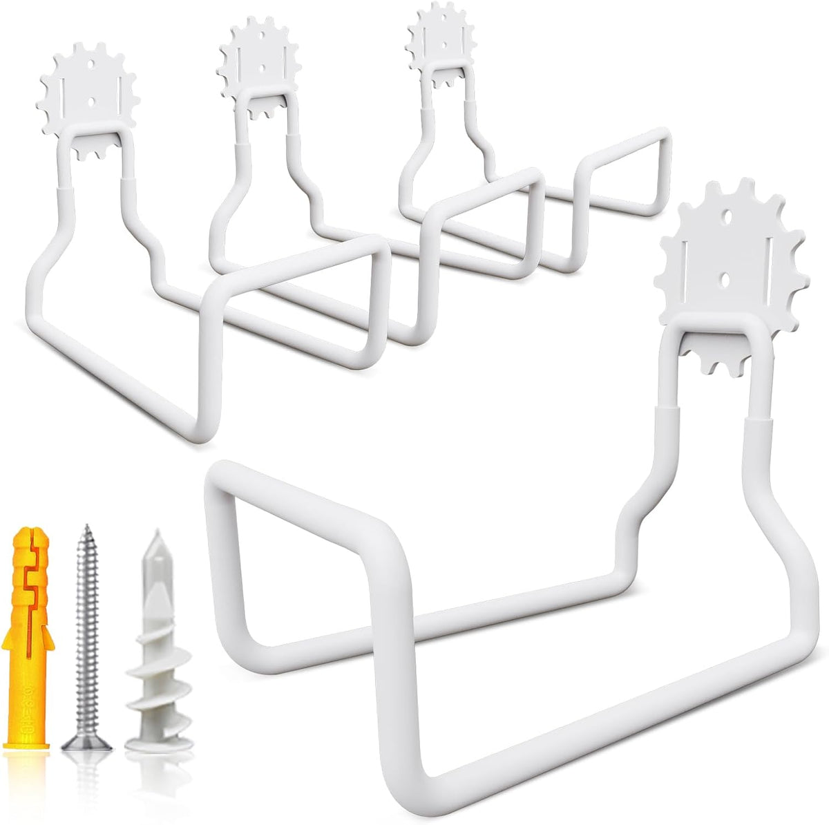Garage Hooks 4 Pack, Heavy Duty Steel Tool Wall Storage Hooks with Anti-Slip Coating, Wall Mount Holder for Garden Tools