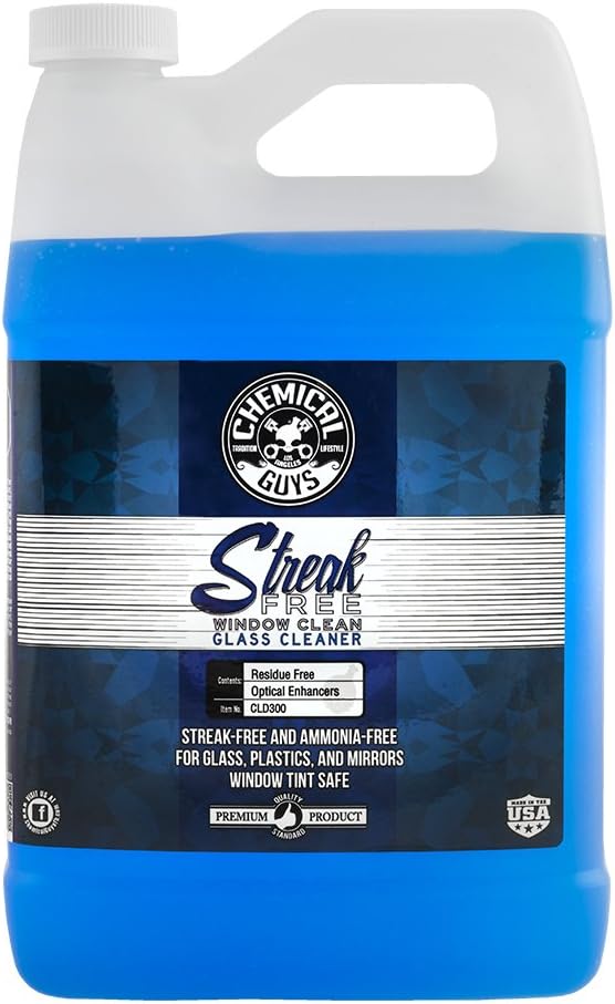Chemical Guys CLD300 Streak Free Glass & Window Cleaner (Works on Glass, Windows, Mirrors, Navigation Screens & More; Car, Truck, SUV and Home Use), Ammonia Free & Safe on Tinted Windows, 128 fl oz