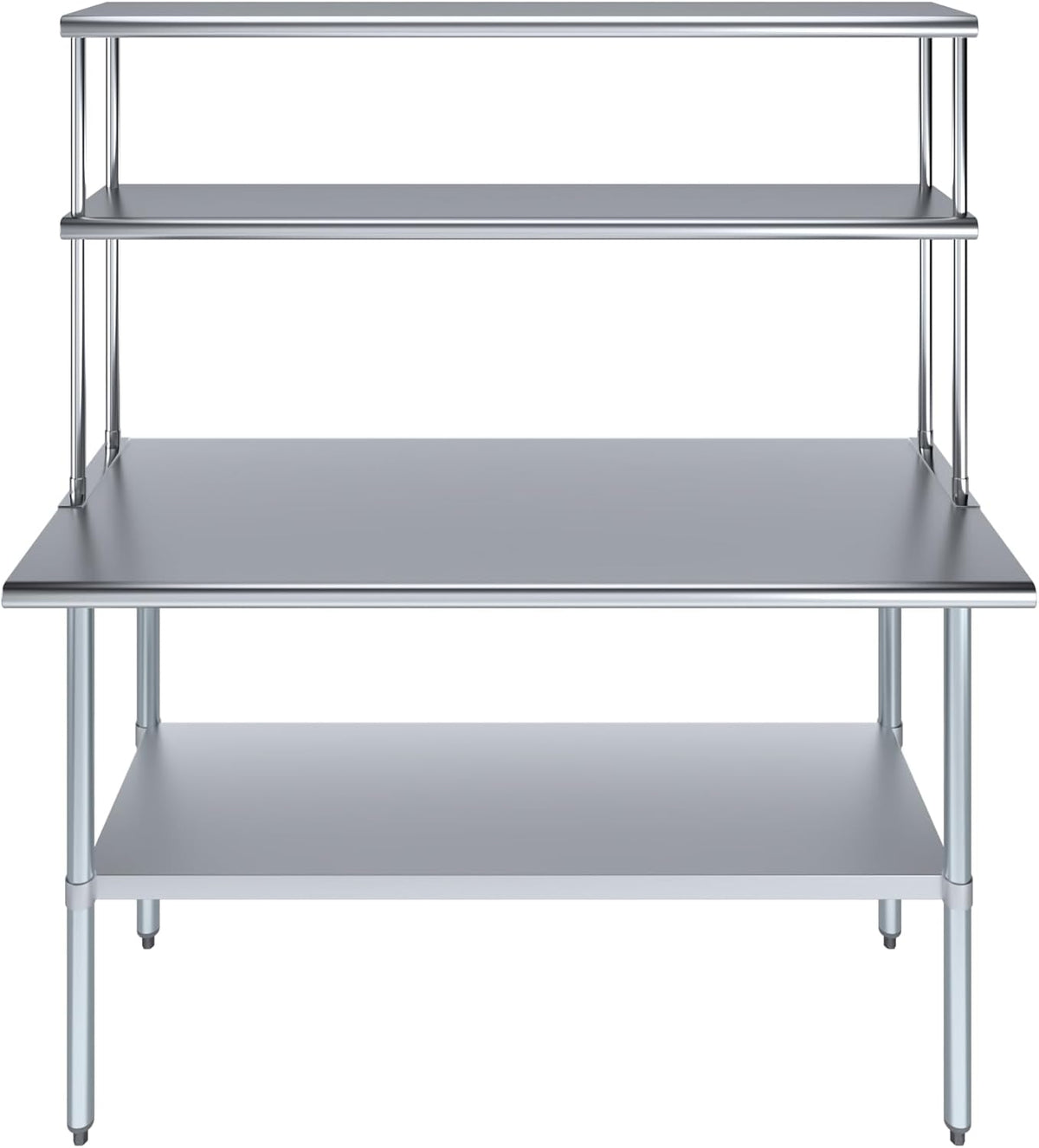 Amgood Stainless Steel Work Table Double Tier Overshelf | Metal Kitchen Prep Table & Shelving Combo (24" x 60" Work Table + 12" Overshelf)