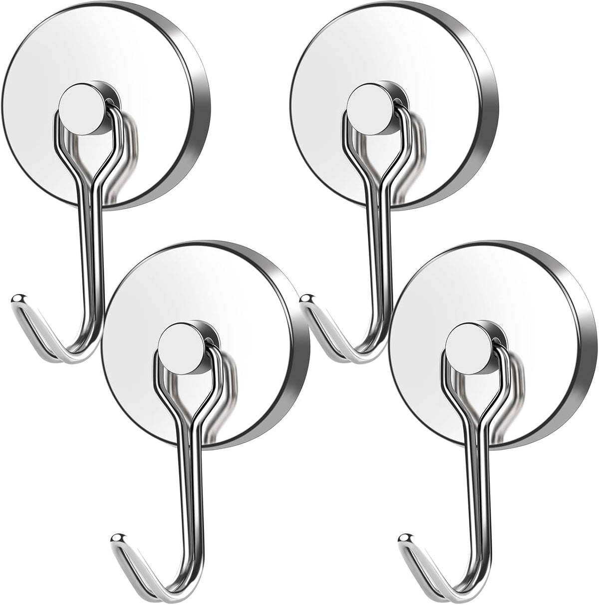 MIKEDE Magnetic Hooks Heavy Duty, 110LB Swivel Swing Strong Magnetic Hooks Cruise,Neodymium Hook Magnets for Home, Kitchen, Workplace, Metal Door, Office and Garage - Pack of 4