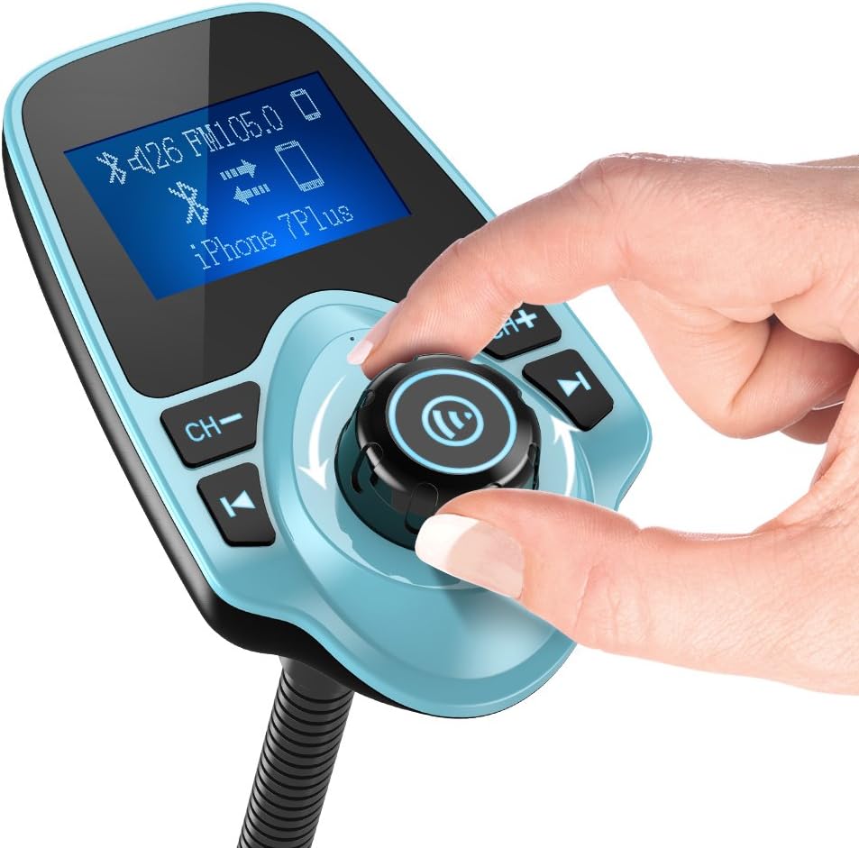 Nulaxy Bluetooth Car FM Transmitter Audio Adapter Receiver Wireless Hands-Free Car Kit W 1.44 Inch Display (F-Green)