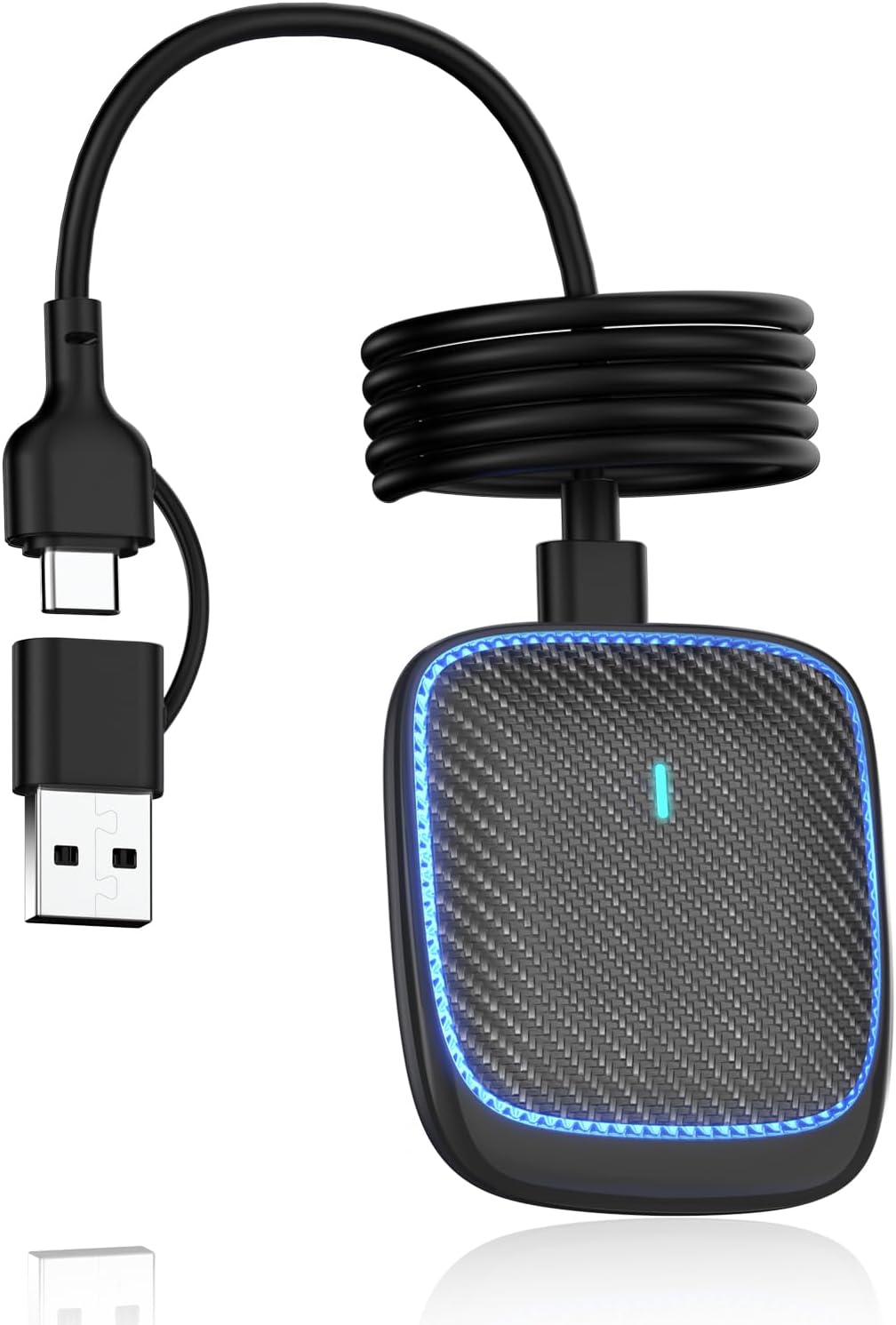 Wireless CarPlay Adapter for iPhone,Convert Wired to Apple Car Play Wireless Adapter, Plug and Play, with 60CM Extension Cable USB & Type-C, Connection Stable No Delay