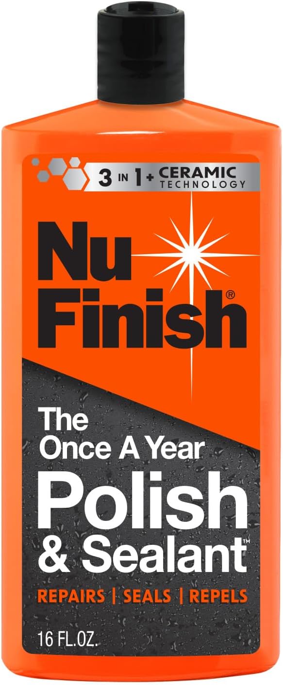 Nu Finish Once a Year Polish and Sealant, Car Polish and Paint Sealant with 3-in-1 Ceramic Technology to Repair, Seal and Repel, 16 fl oz Bottle