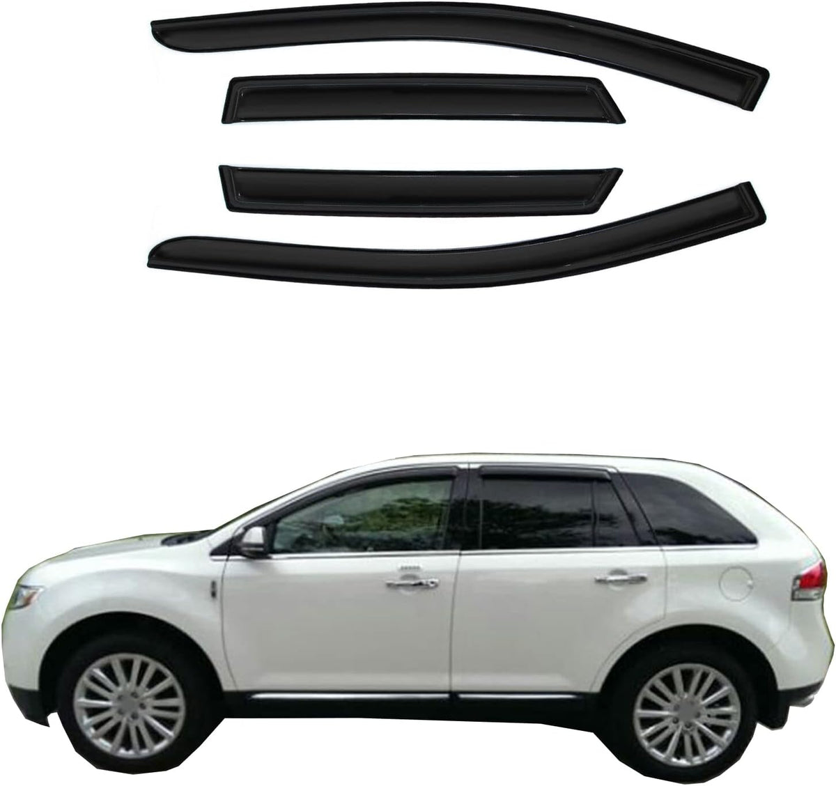 Wind Deflector Compatible with 2007-2014 Ford Edge/Lincoln MKX Smoke Sun/Rain Guard Window Visors 94141