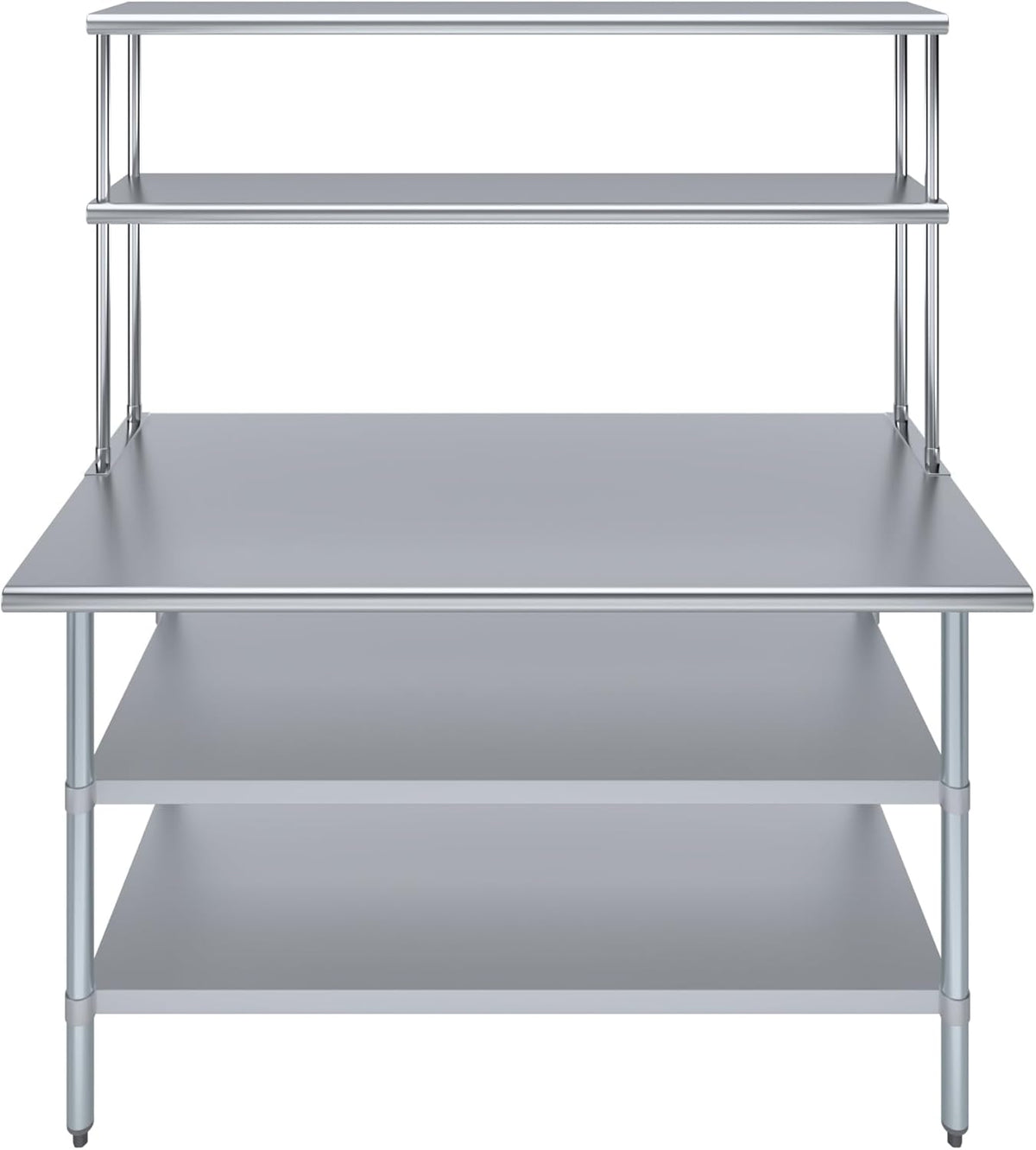 AmGood Stainless Steel Work Table with 2 Shelves | NSF (30" x 60" Table with 2 Shelves + 12" Overshelf)