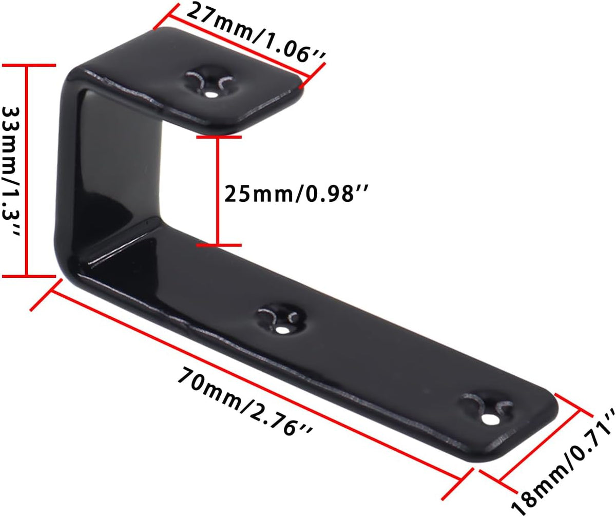 Bunk Bed Ladder Hooks Brackets, Iron Bed Ladder Hook,PVC Coated Angled Ladder Hooks,Heavy Duty Replacement Hardware Utility Hooks,Loft Garage Storage Hooks,J Brackets Hooks with Screws Black