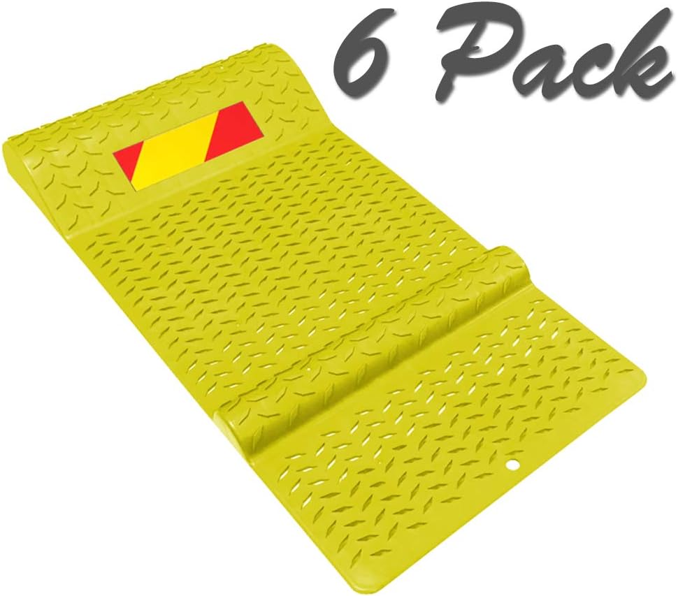 Electriduct Pack of 6 Plastic Parking Mat Guides for Garage Vehicles, Antiskid Car Safety Park Aid - Yellow