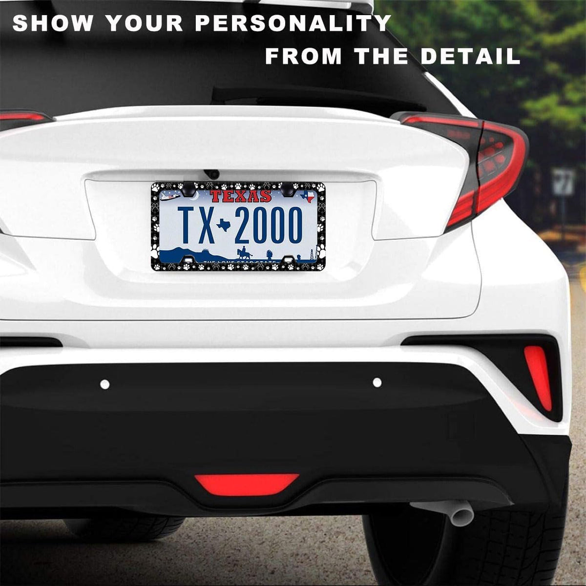 2 Pieces Paw Print License Plate Frames for Men and Women, Dog Paw Decorative Car Accessories (Dog Cat Paw-2pc)