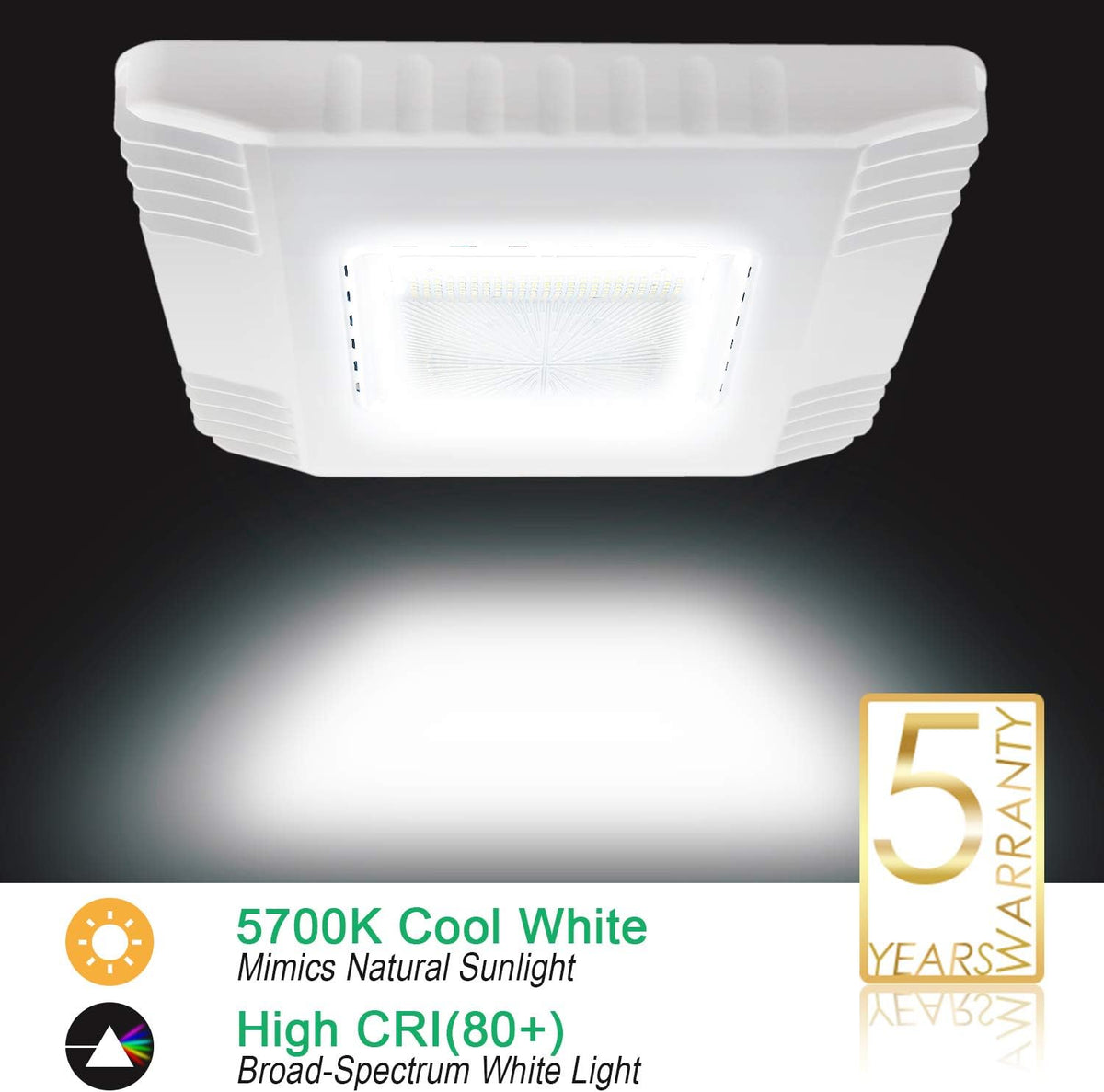 OSTEK LED Gas Station Canopy Light, 150W Carport Ceiling Light 5700K, Outdoor Rated (600W HID/HPS Equivalent), 90-277V IP65 DLC & UL Listed (150W - (1 Pack)
