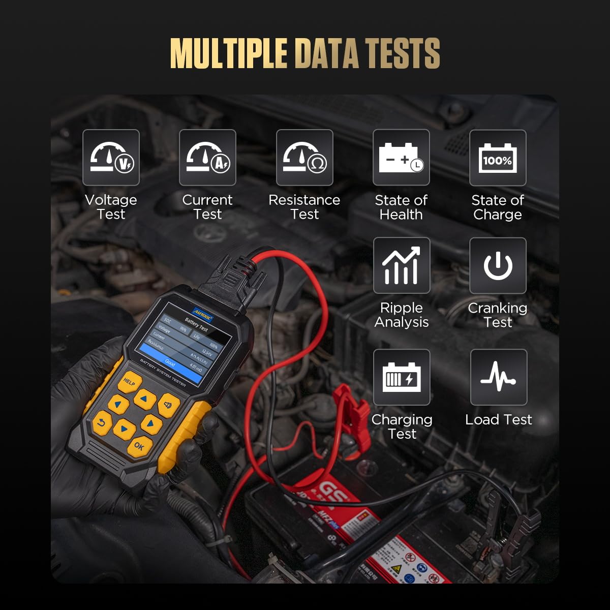 Car Battery Tester 24V 12V Load Tester,Digital Auto Battery Analyzer,30-2000 CCA Automotive Alternator Charging Cranking System Scanner for Motorcycle Car Truck Boat RV Marine ATV SUV Boat Yacht