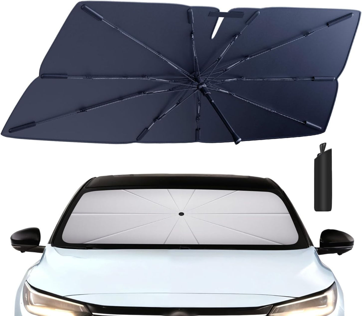 Windshield Sun Shade Umbrella: for Nissan Sentra-2020-2024 2025 - Front Custom Car Window Shades - Foldable Sentra Sedan Sunshades Block UV Keep Cool