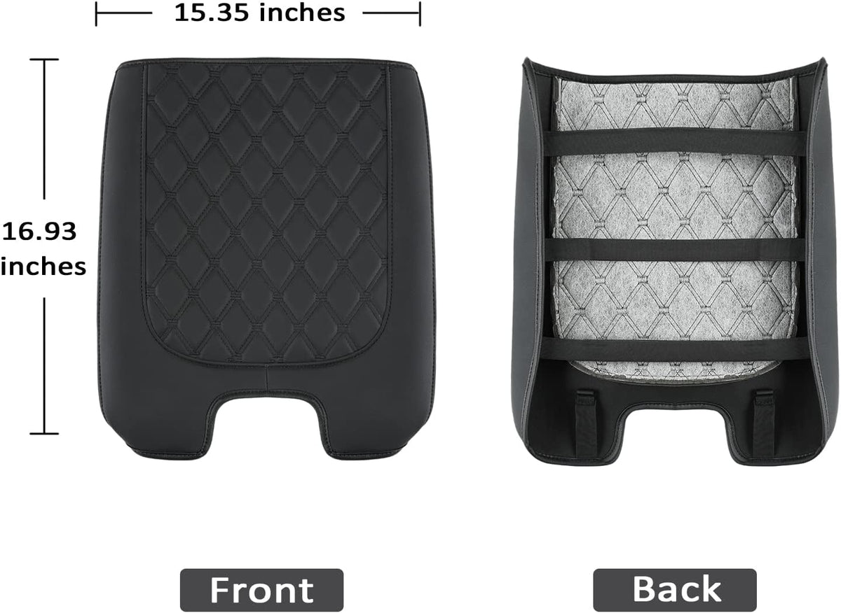 GIANT PANDA Custom Fit Console Cover for 2013-2018 Ram 1500 & 2013-2024 Ram 2500/3500/1500 Classic Model Jump Seat Console - Waterproof Faux Leather Armrest Center Cover - Full Protection - Black