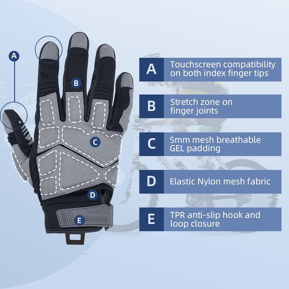 Seibertron SPS Series Touchscreen Motorcycle Motocross BMX ATV MTB Bicycle Cycling Full or Half Finger Gloves Adult and Youth