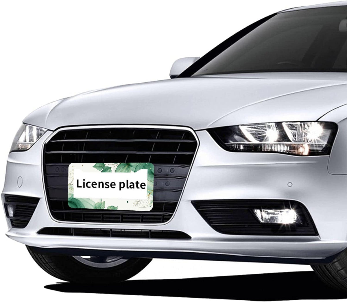 Watercolor Green Palm Leaves License Plate Frames - 2 Pcs Set 2 Holes Metal Aluminum Auto Car Accessories Decoration License Plate Frame 12.2 x 6.3 inch for Women Men Gift