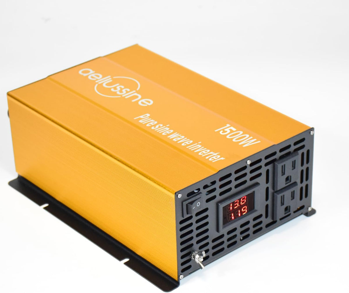 1500W Pure Sine Wave Inverter-36V DC to 110V 120V AC Power Converter with 2 AC Outlets, 36 Volt Power Inverter for Truck, Rv, Camping, Home, Emergency Power