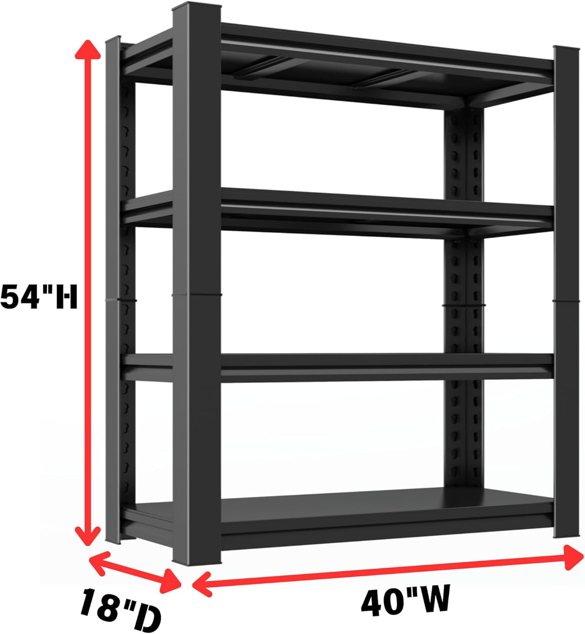 Metal Garage Shelving Unit, Heavy Duty 4-Tier Adjustable Storage Rack, Steel Shelving, 2000 lbs Capacity, Industrial Shelves for Heavy Tools and Equipment (54" H x 40" W x 18" D)