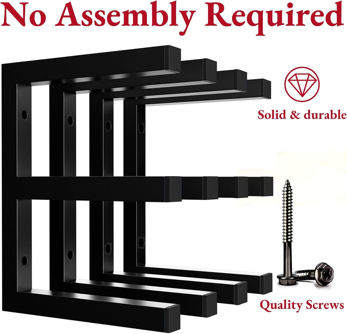 Lumber Storage Rack Wall Mount, Heavy Duty Metal Wood Organizer with 6-Level Each Shelf Holds Up 200 Lbs, Indoor & Outdoor Use - Black