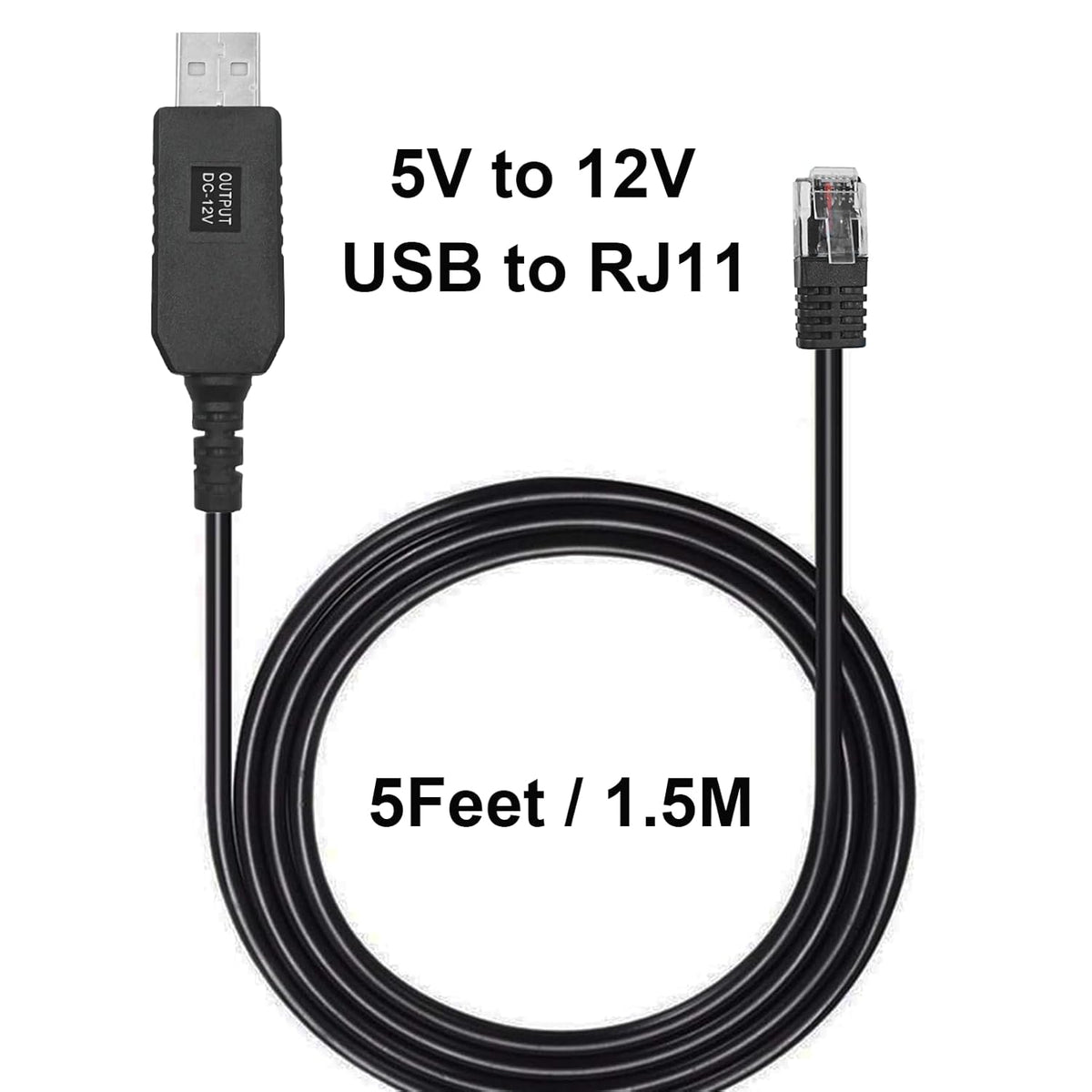 Radar Detector Cable for Escort Passport 9500ix, Beltronics, Uniden R1 R3 R7, USB to RJ11 Plug Cable 5Ft