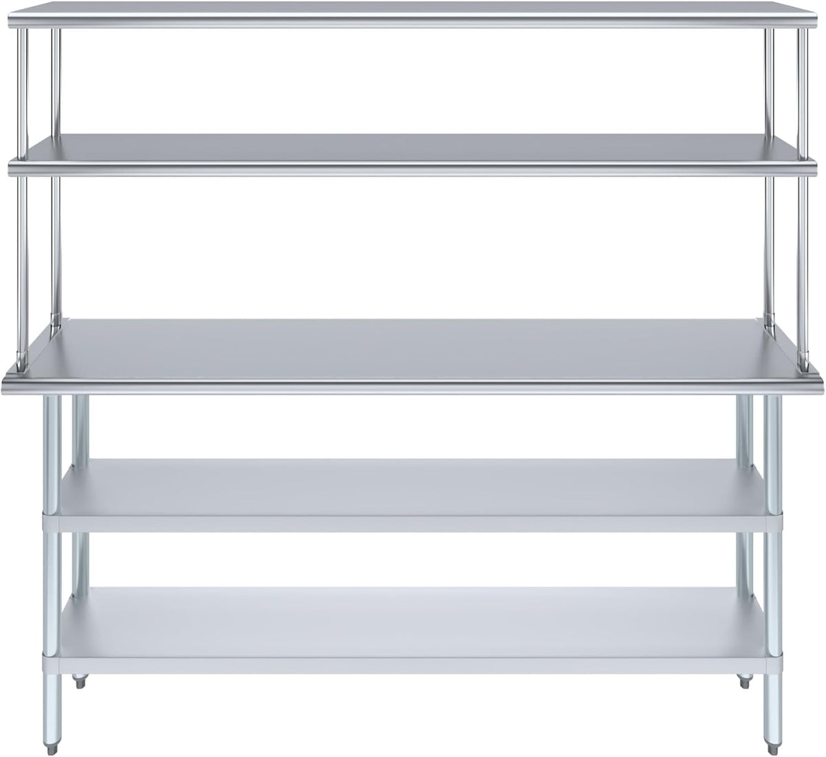 Amgood Stainless Steel Work Table with 2 Shelves & Overshelf | Metal Kitchen Prep & Shelving Combo (14" x 72" Table + 12" Overshelf)