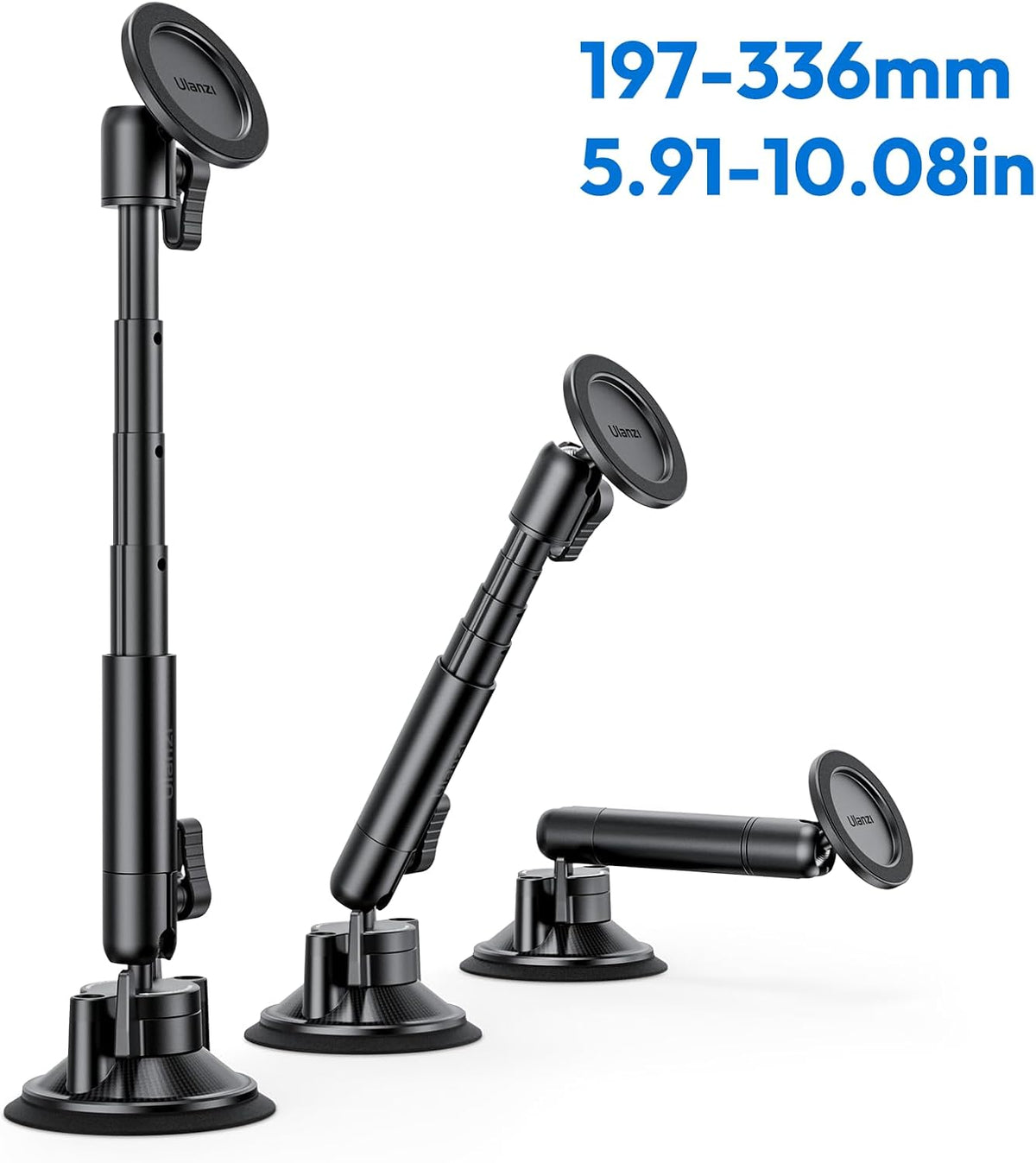 ULANZI ZJ06 Magnetic Suction Cup Mount Compatible with iPhone MagSafe Extendable Cellphone Stand Photo Video Filming Accessories Car Dashboard Windshield for iPhone 16 15 14 13 12