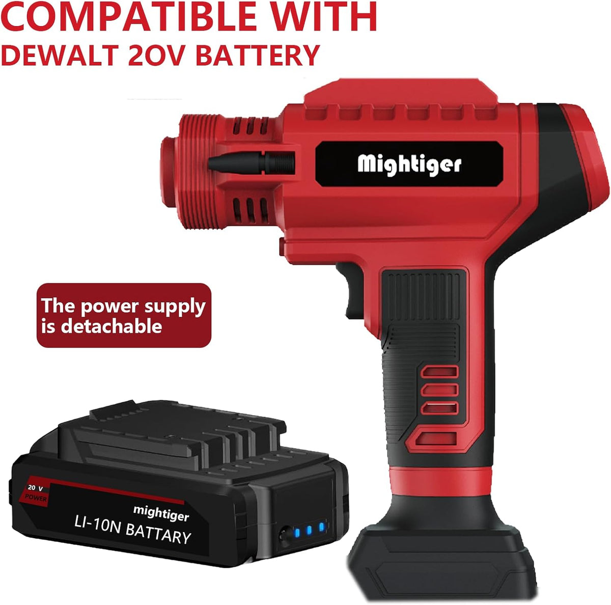 Tire Inflator 20V Cordless Mini Air Compressor DC 12V Portable Handheld Car Air Pump 150PSI with Rechargeable Battery, Auto Shut Off, LED, Digital Pressure Gauge for Cars Bikes (Red)