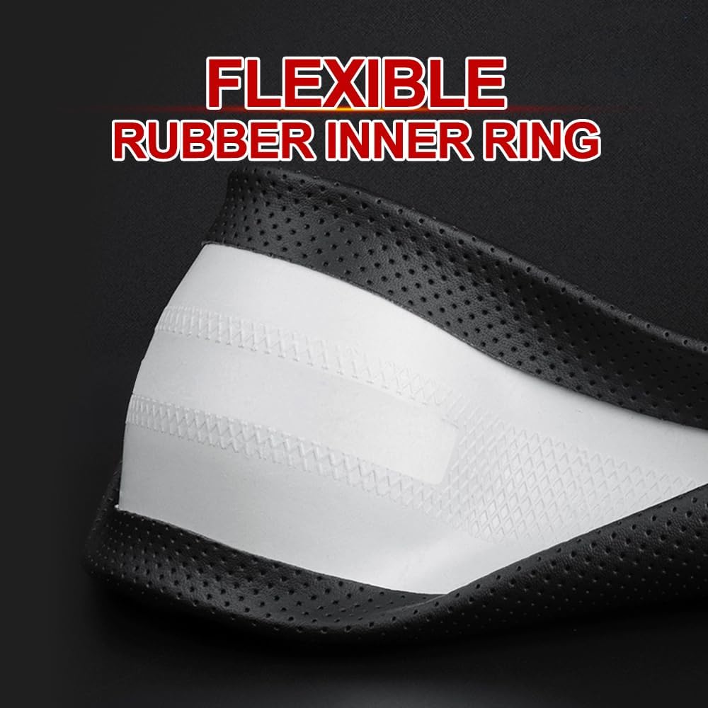 New Nappa Leather car Steering Wheel Cover，for Car Truck SUV 15 inch (Black)