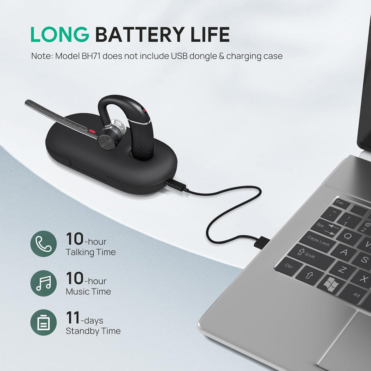 Yealink Bluetooth Headset BH71,Wireless Bluetooth Earpiece with 4 Noise Canceling Microphones,Teams&Zoom Certified,Mute Function,Connect to Cell Phone/Laptops,No Dongle