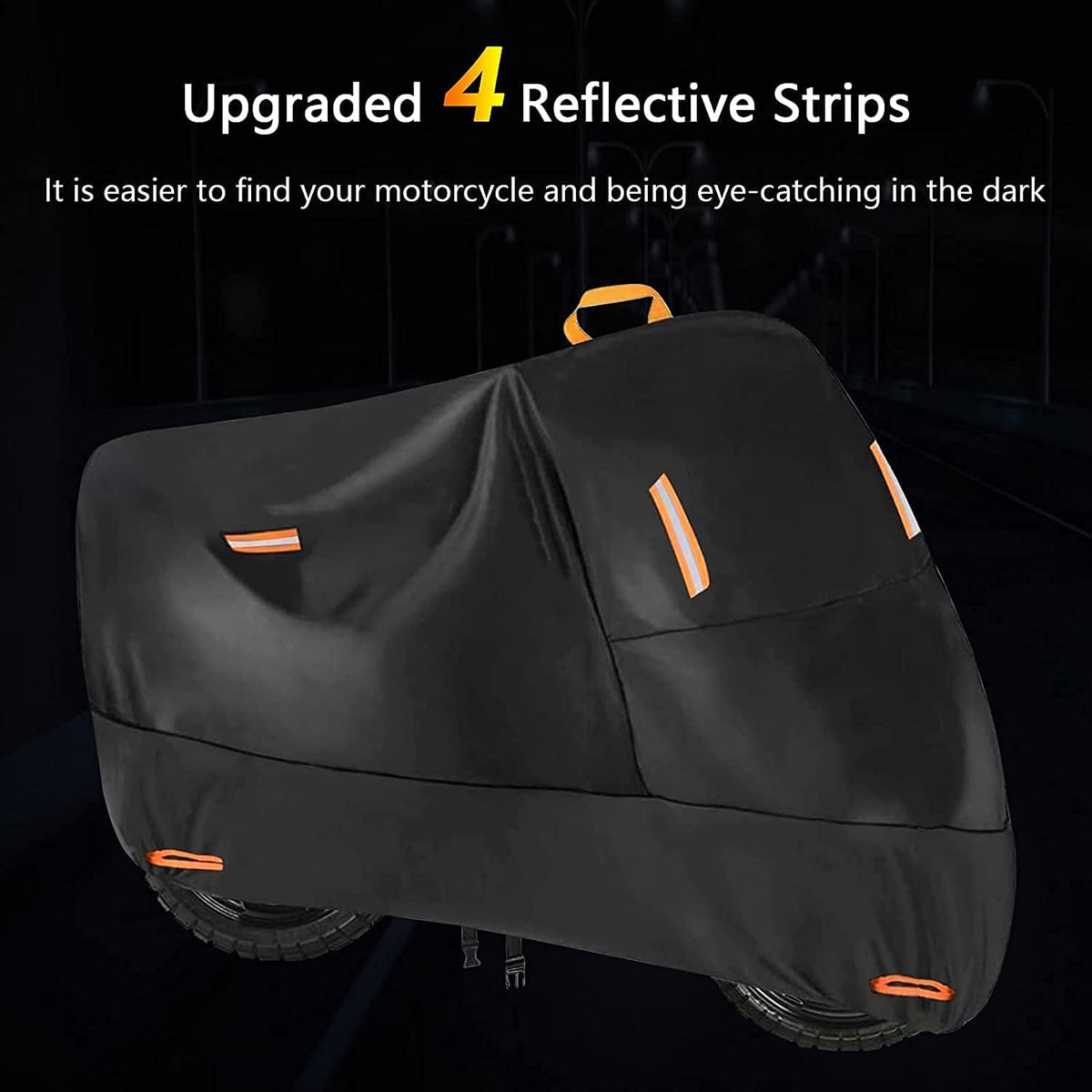 300D Oxford Heavy Duty Motorcycle Cover, Dirt Bike Cover, 104 inch XXL for Harley Davidson Honda Kawasaki Yamaha Suzuki - Tear Proof Night Reflective Lock Holes Waterproof Impermeable Outdoor Protect