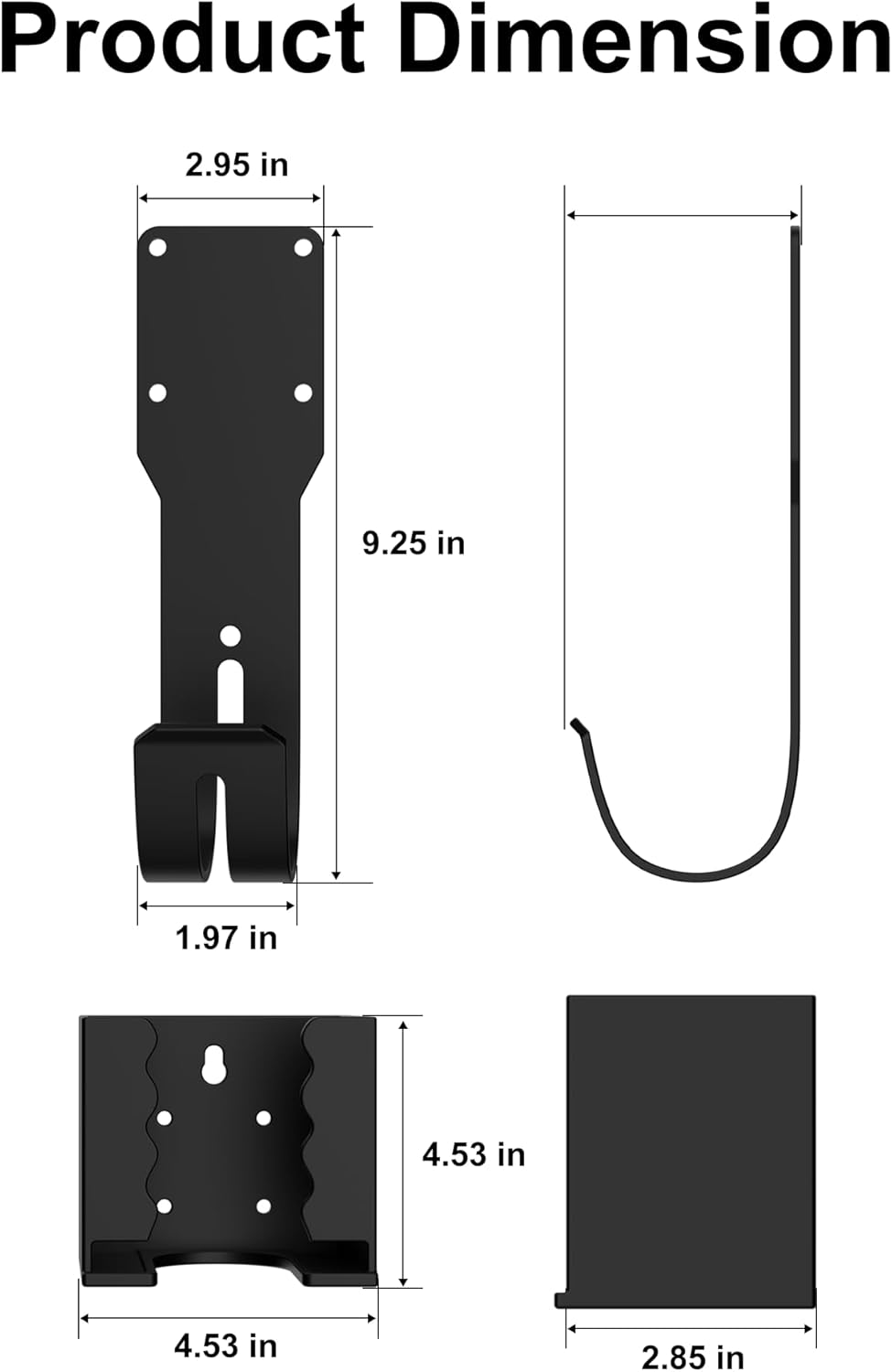EV Charger Holder Wall Mount Kit, Ev Charging Cable Holder, EV Cable Box Organizer&J-Hook Electric Car Plug Nozzle Holster for SAE J1772 Connector(Indoor/Outdoor Use)