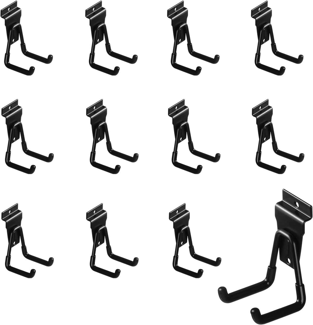 12Pack Slatwall Hooks Heavy Duty Slatwall Accessories Garage Slatwall Hooks and Hangers Small U Hook(Black)
