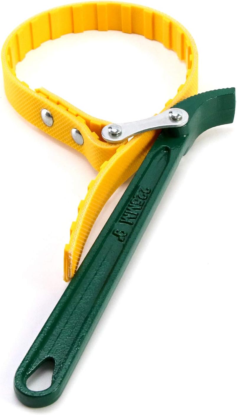 QWORK 9" Belt Strap Wrench, Multi-Purpose Adjustable Strap Oil Filter Strap Opener Wrench with 19 11/16" Capacity Adjustable Strap