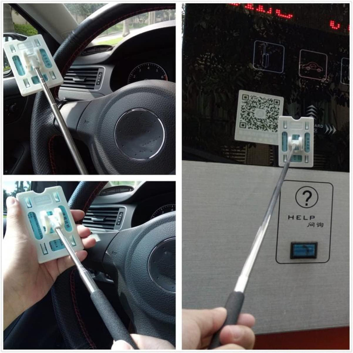 VICASKY Telescopic Rod Card Holder Reacher,Vehicle Parking Toll Swiping Stick Grabber Car Parking Contactless Payment Card Rod Tool