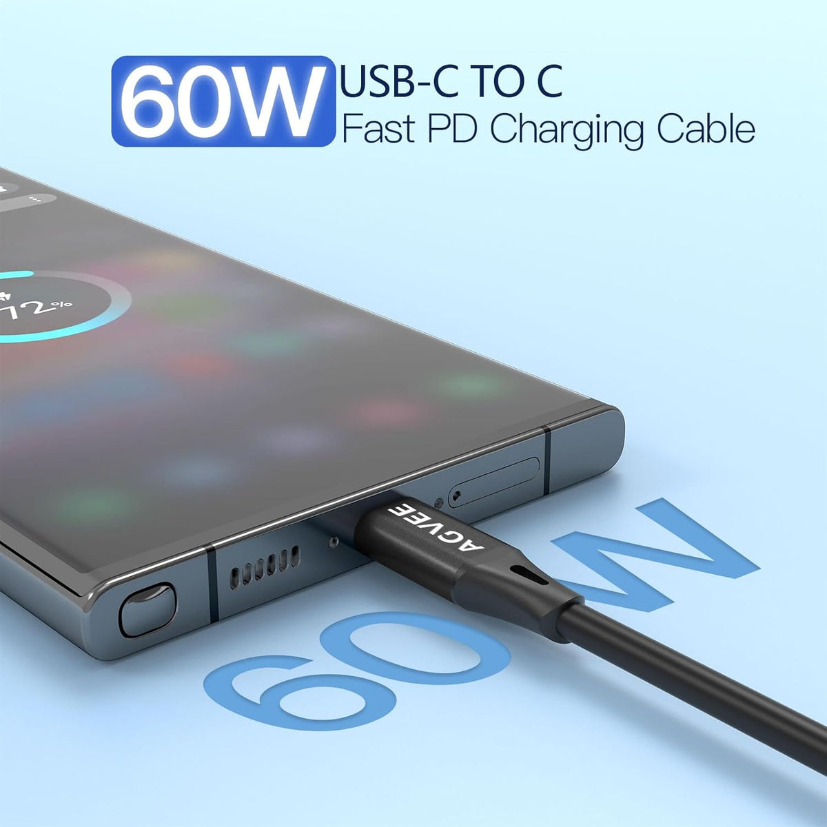 AGVEE 2 Pack 5ft Coiled Short USB-C to USB-C Charging Cable [USB-IF Certified] 60W PD Fast Charger Cord in Car for iPhone 16/15 CarPlay, Galaxy S25 S24 S23 S22 S21 S10 S9 S8, Google Pixel, Black