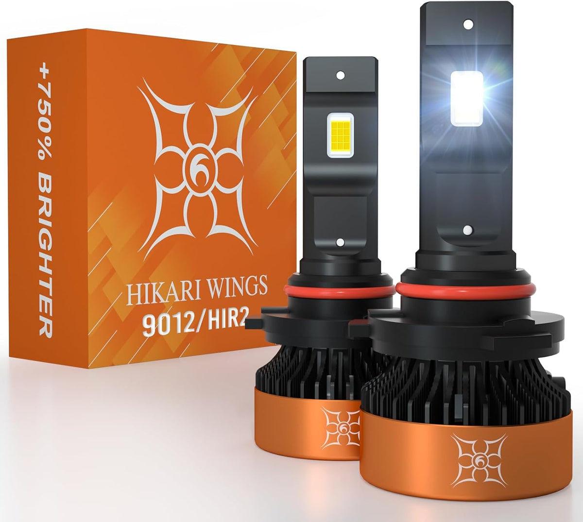 HIKARI WINGS 9012 HIR2 LED Fog light, 30000LM Pure White 6000K LED Bulbs, Plug & Play IP68 Waterproof Pack of 2