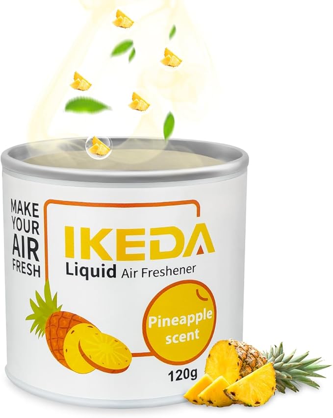 Car Air Freshener: Pineapple Scent Liquid Cans | Odor Elimination | Interior Deodorizer | 45days Long-Lasting Fragrance | Smoke Smell Remover | For Auto Home | 120g | 1 pack