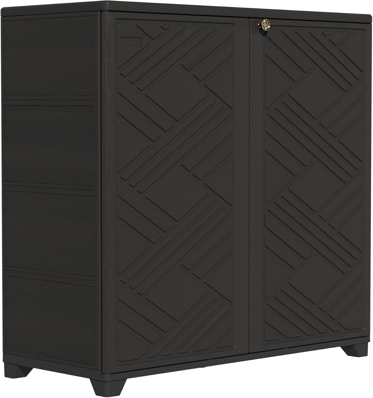 ZZM Indoor/Outdoor Storage Cabinet Waterproof, 34"x15"x34" Plastic Outdoor Storage Box for Garden Balcony Bathroom, All Weather Outdoor Storage Clearance, DIY Usage, with 1 Shelf (Black)