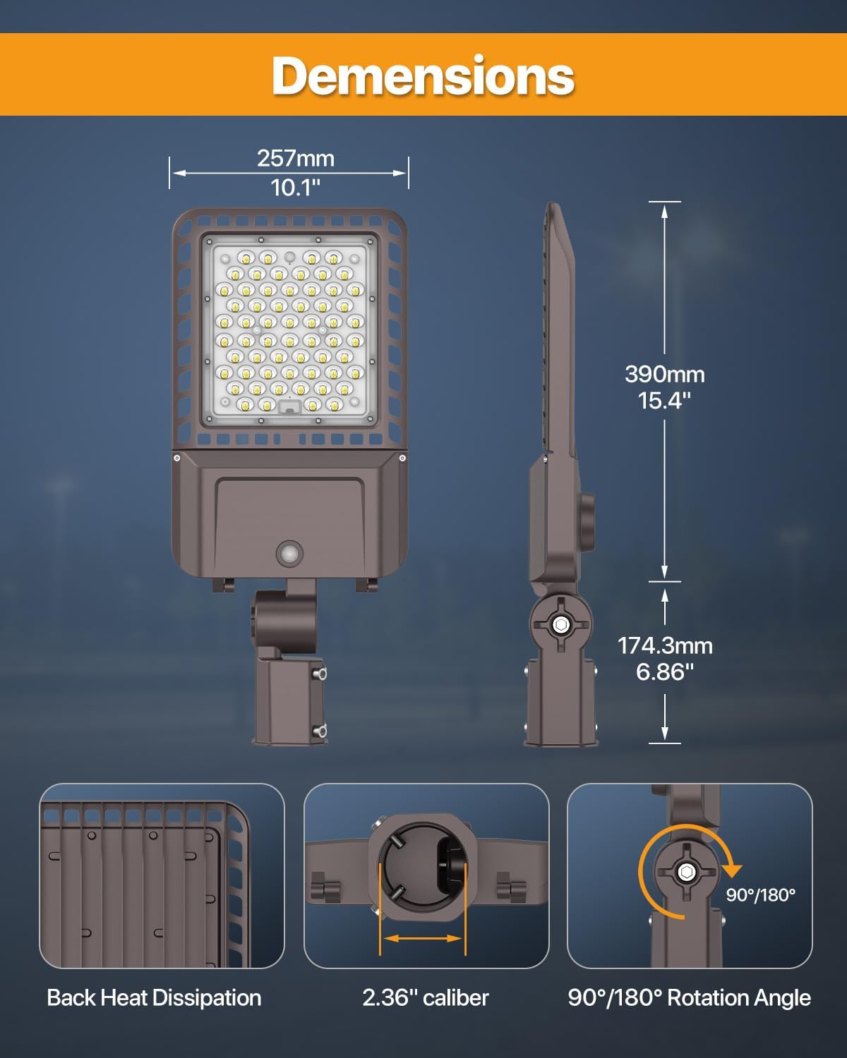 Parking Lot Light 200W 30,000LM Slip Fitter Led Street Pole Light with Dusk-to-Dawn Photocell 5000K 100-277V IP65 Waterproof Outdoor Commercial Area Lighting for Parking Lot, Roadways
