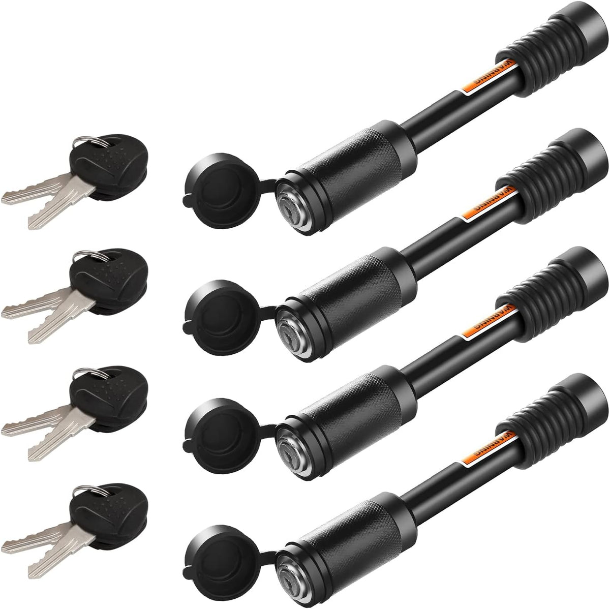 Trailer Hitch Locks, Hitch Lock with 5/8'' Dia 3-1/2” Long Pin Fits 2" and 2-1/2" Receiver Tubes, Class III IV Hitches, Trailer, Truck, Car and Boat Receiver Lock (Keys Alike 4 Pack)