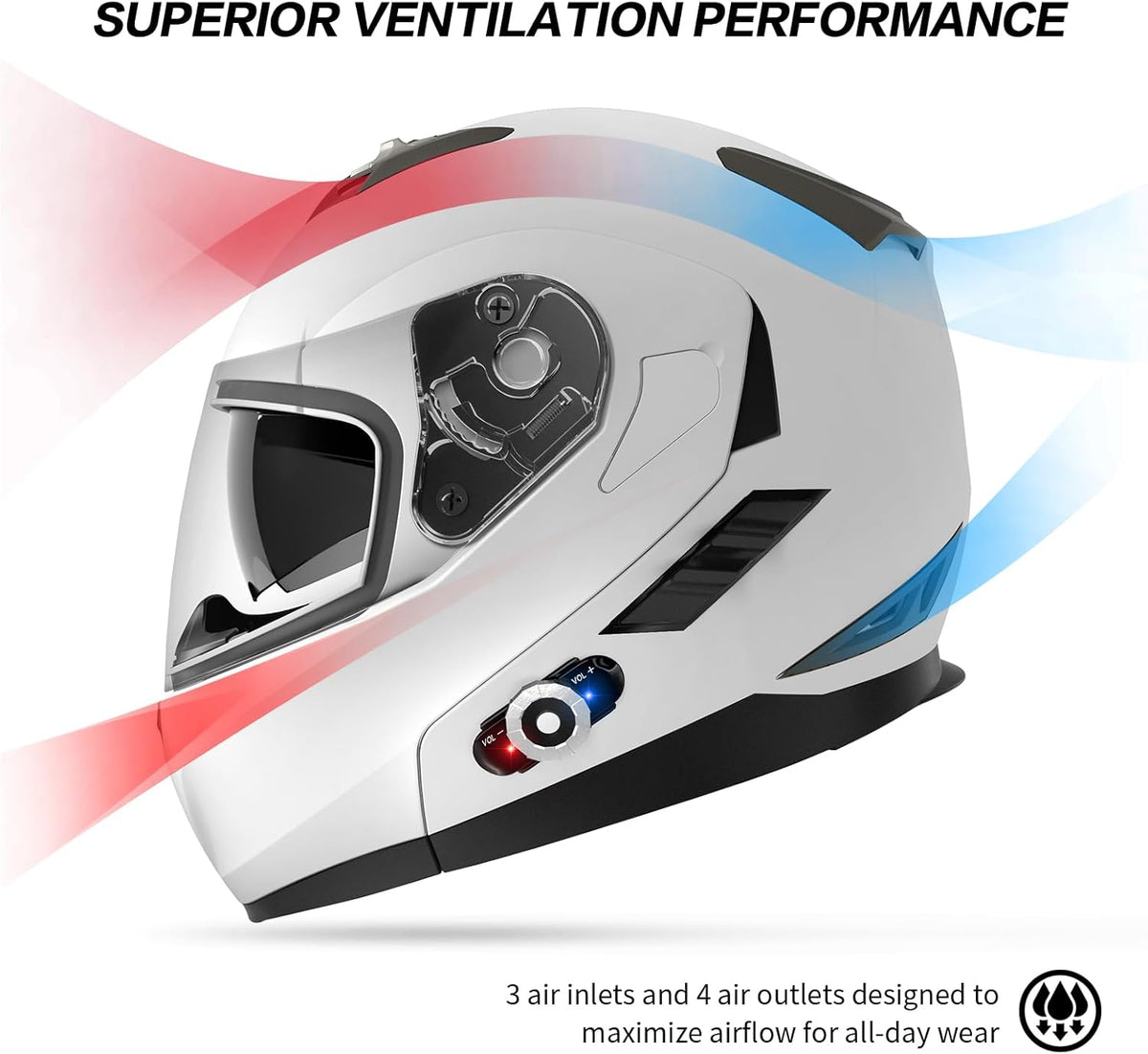 Motorcycle Helmet Bluetooth 5.0 Integrated New EPS FreedConn BM2-S Modular Flip Up Dual Visor Motorbike Helmet DOT FMVSS-218 Approved MP3 FM for Adults Men Women