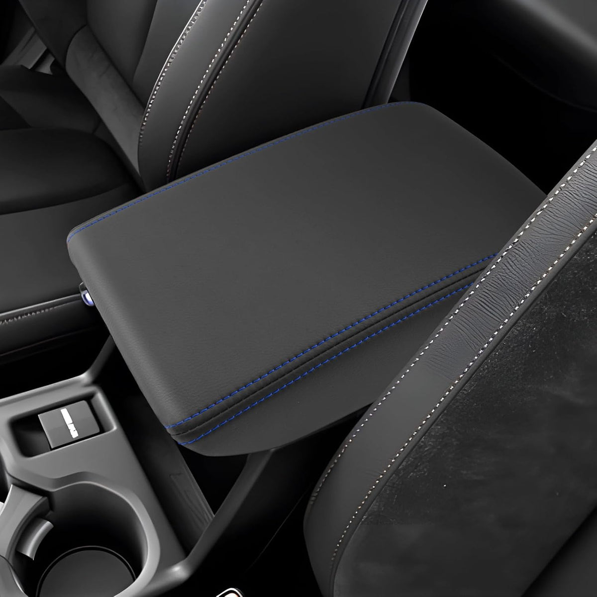 SXCY for Forester Accessories 2025 Armrest Cover for Forester 2025 Accessories 2025 Forester Center Console Cover 2025 Forester Middle Console Cover (Blue Line)