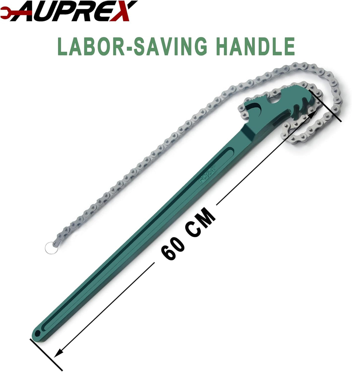 24 Inch Heavy Duty Chain Oil Filter Wrench, Adjustable Long Handle Tool Fits Max 12.6 Inch Diameter