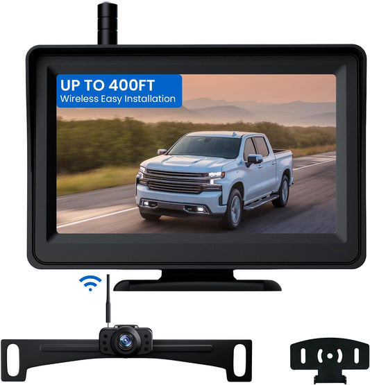 Wireless Backup Camera, 5'' HD 1080P Backup Camera for Car, Reverse Rear Camera with Night Version 130° Wide Angle, Waterproof, Strong Signal for Car, Van, Truck, Trailer
